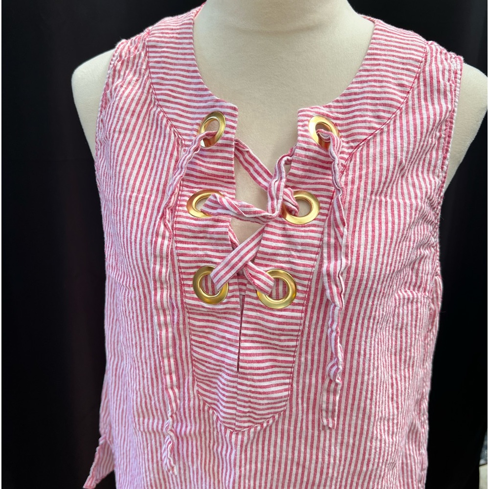 MICHAEL KORS sleeveless seersucker top Size: L